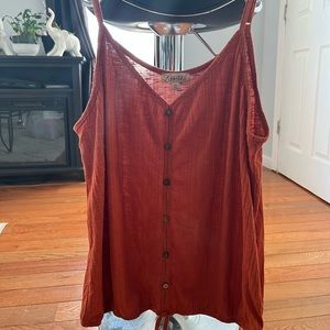 LAVISH Toasted Paprika Button Up Tank Top Spaghetti Strap In XL Fully Adjustable